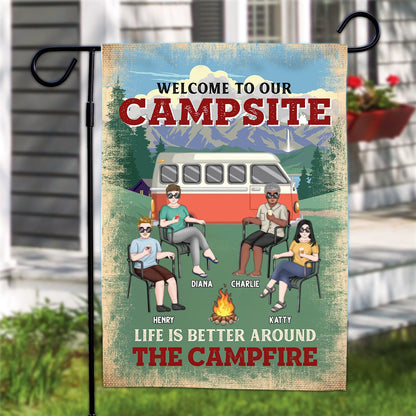 Friends - Life Is Better Around The Campfire - Personalized Flag - Makezbright Gifts