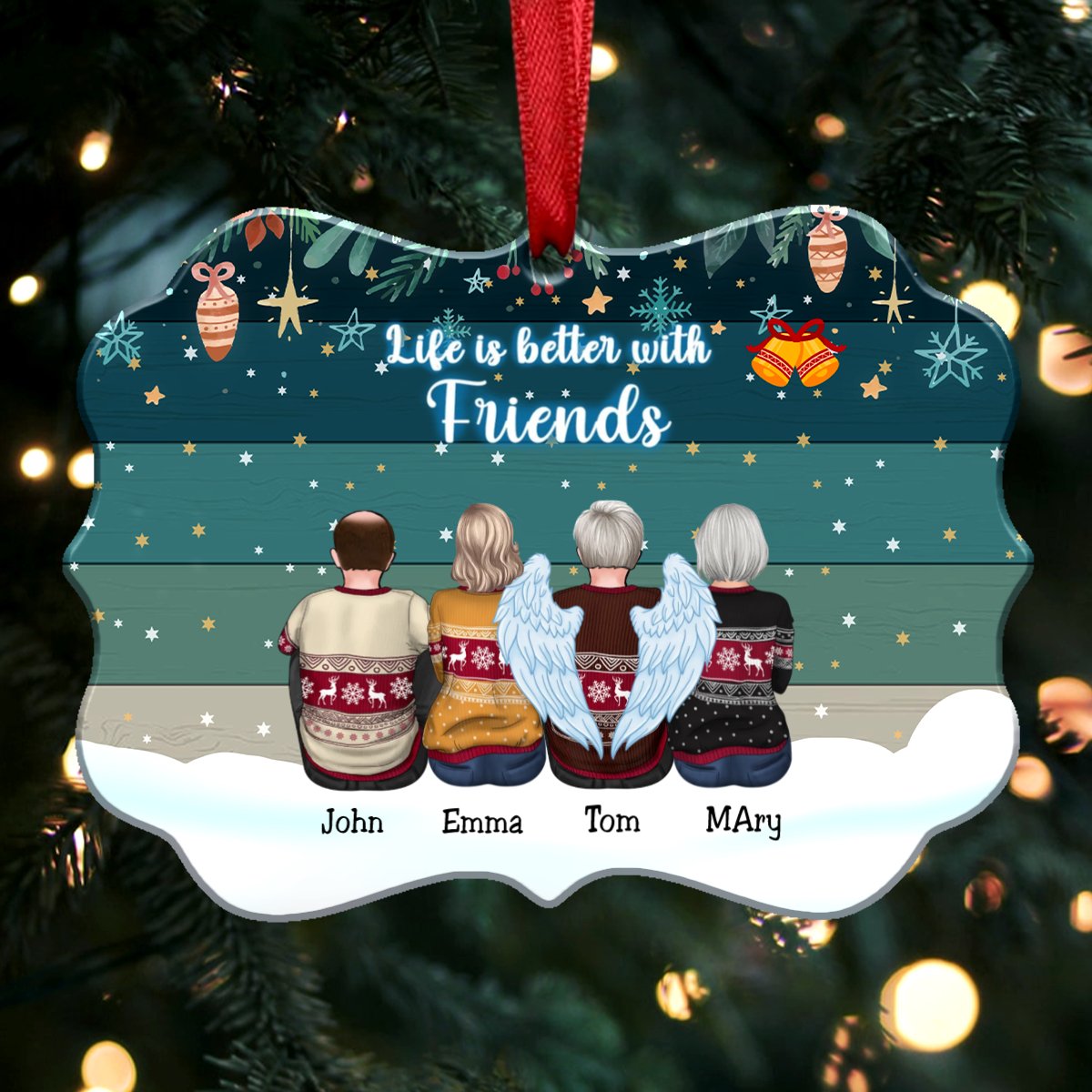 Friends - Life Is Better With Friends - Personalized Christmas Ornament (Ver 2) - Makezbright Gifts