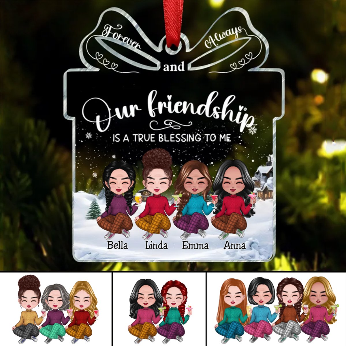 Friends - Our Friendship Is A True Blessing To Me - Personalized Acrylic Ornament - Makezbright Gifts