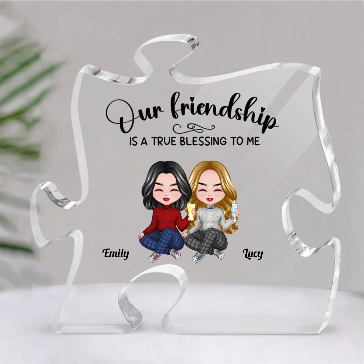 Friends - Our Friendship Is A True Blessing To Me - Personalized Acrylic Plaque - Makezbright Gifts