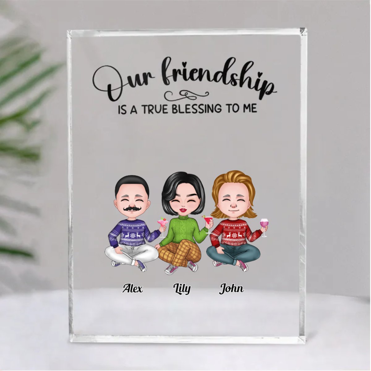 Friends - Our Friendship is a True Blessing to me - Personalized Acrylic Plaque - Makezbright Gifts