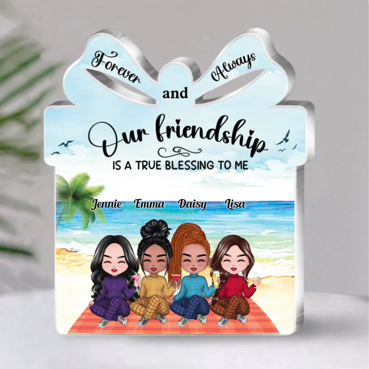 Friends - Our Friendship Is A True Blessing To Me - Personalized Acrylic Plaque (SA) - Makezbright Gifts