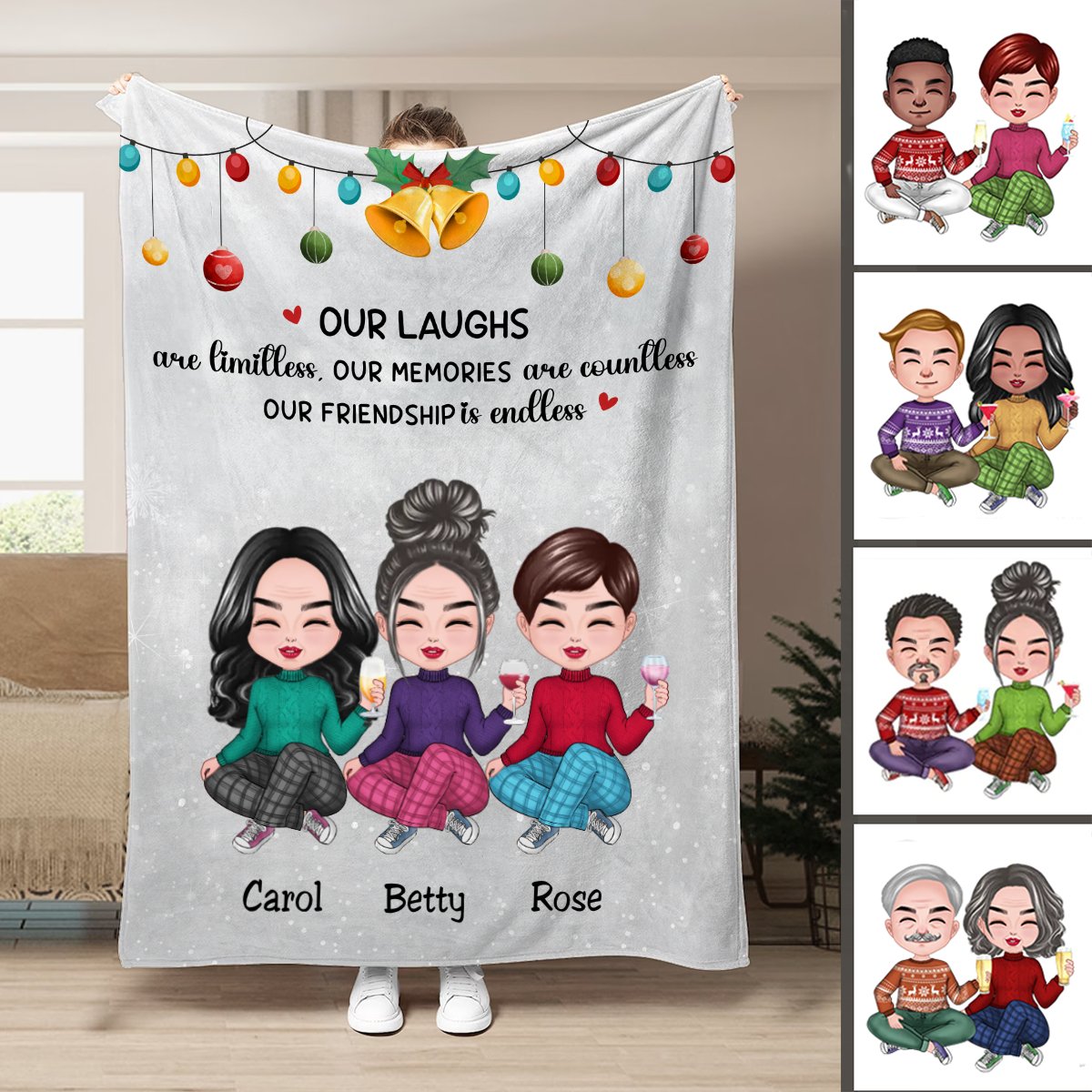 Friends - Our Laughs Are Limitless Our Memories Are Countless Our Friendship Is Endless - Personalized Blanket - Makezbright Gifts