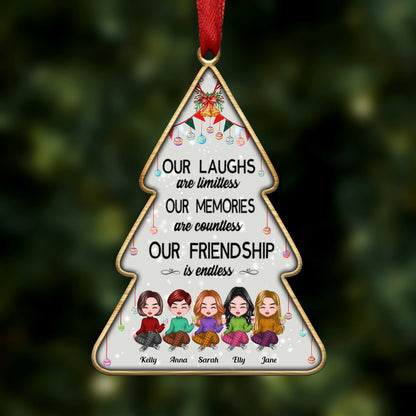 Friends - Our Laughs Are Limitless Our Memories Are Countless Our Friendship Is Endless - Personalized Transparent Ornament (Ver 2) - Makezbright Gifts