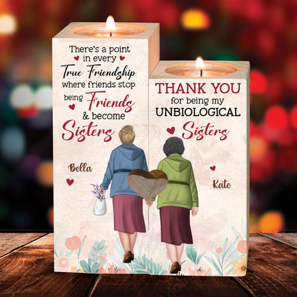 Friends - Thank You For Being My Unbiological Sister - Personalized Candle Holder - Makezbright Gifts