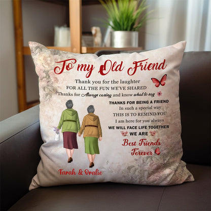 Friends - Thank You Old Friends Holding Hands Vintage Style - Personalized Pillow - Makezbright Gifts