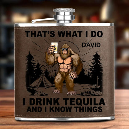 Friends - That's What I Do - Personalized Leather Flask - Makezbright Gifts