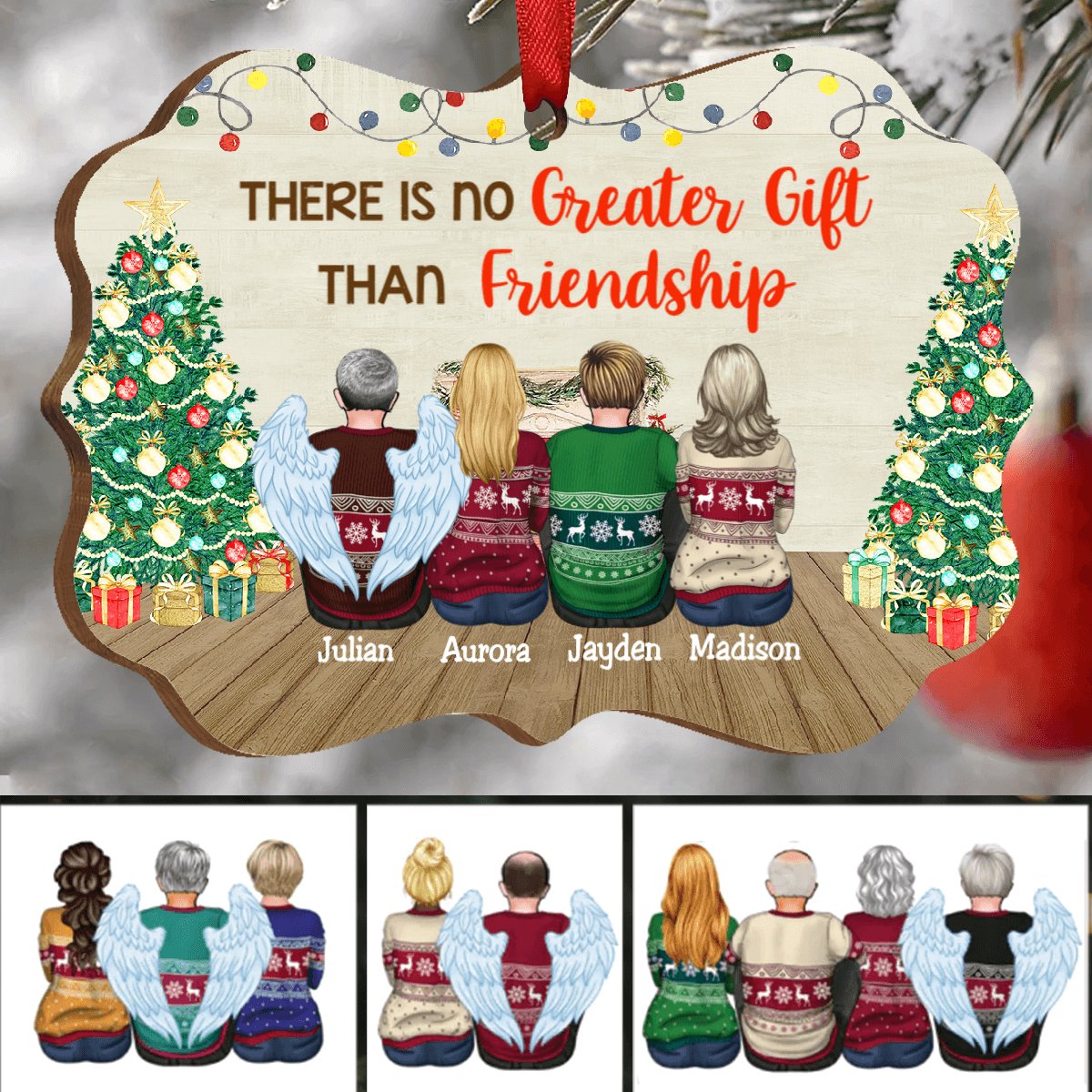 Friends - There Is No Greater Gift Than Friendship - Personalized Christmas Acrylic Ornament (Ver 2) - Makezbright Gifts