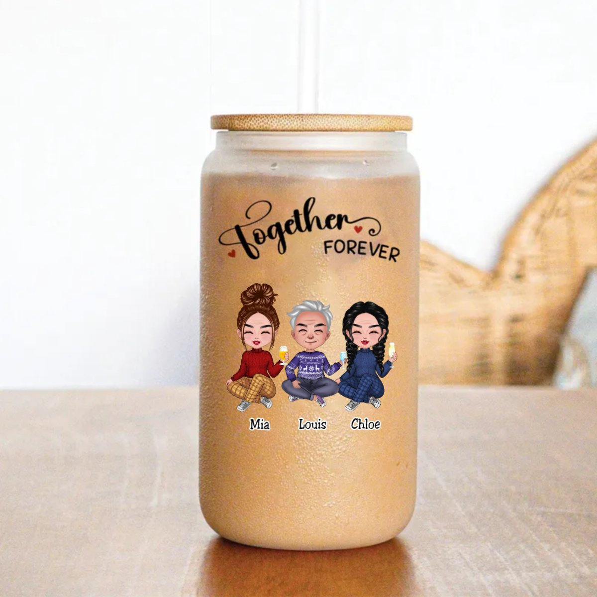 Friends - Together Forever - Personalize Glass Can (AA) - Makezbright Gifts