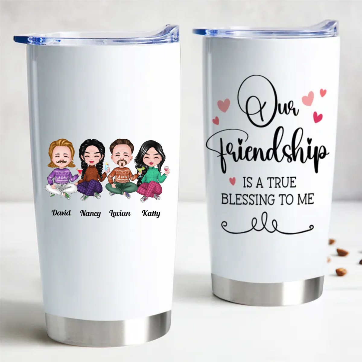 Friendship Blessings 20oz Personalized Steel Tumbler - Keeps Drinks Hot/Cold - Makezbright Gifts