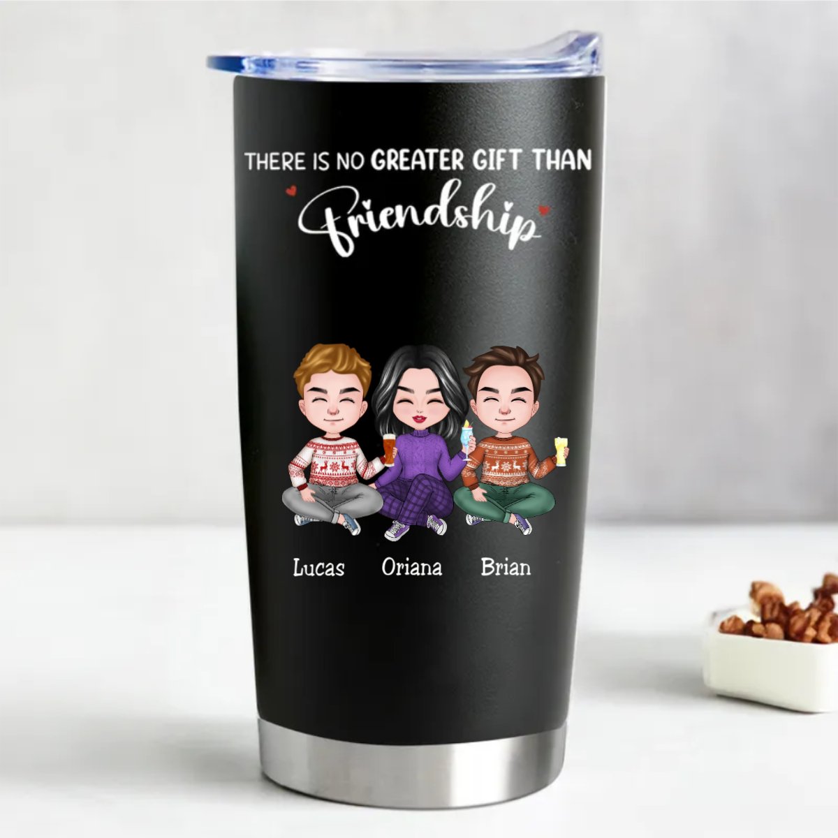 Friendship Cheers 20oz Stainless Steel Tumbler - Personalized Drinkware (BL) - Makezbright Gifts