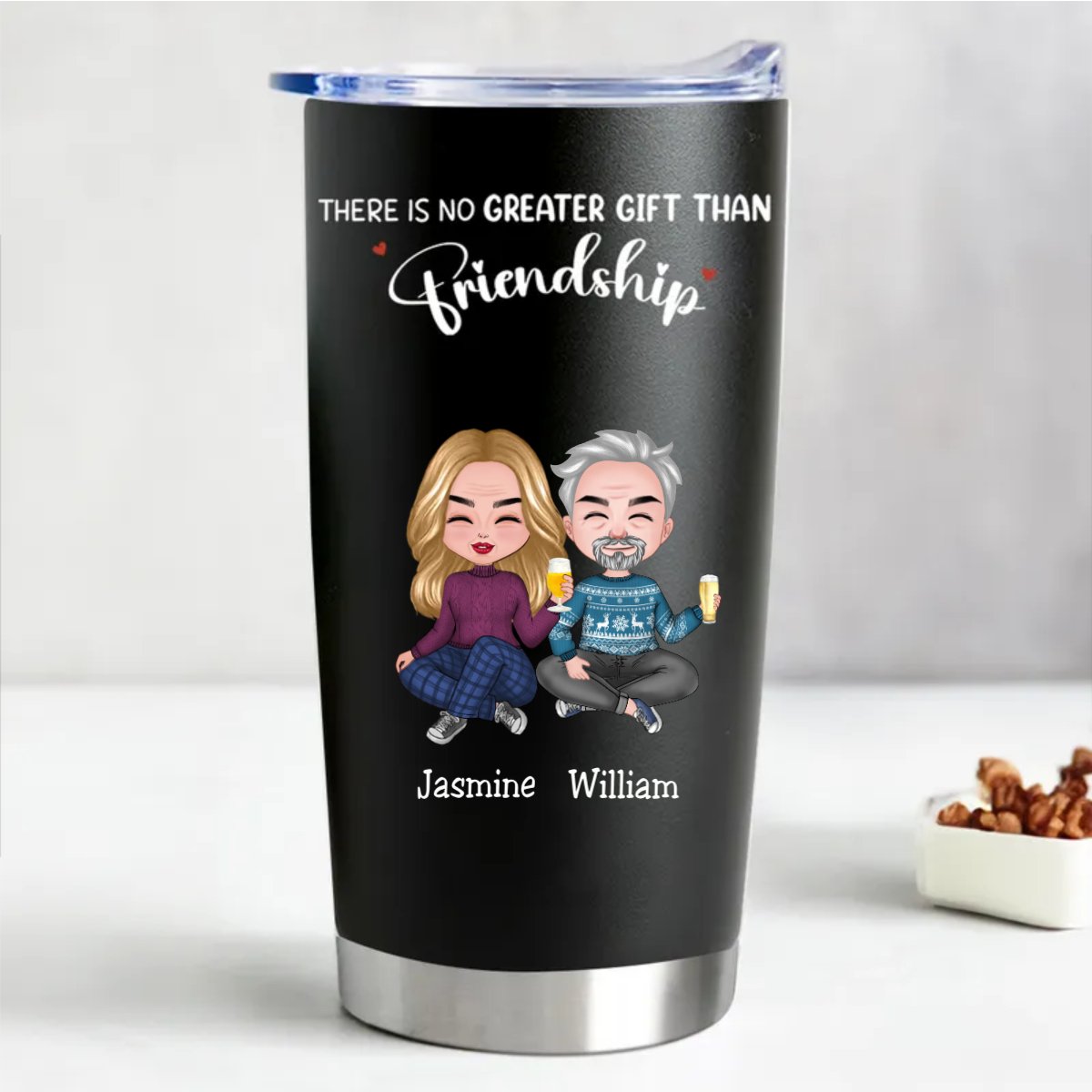 Friendship Cheers 20oz Stainless Steel Tumbler - Personalized Drinkware (BL) - Makezbright Gifts