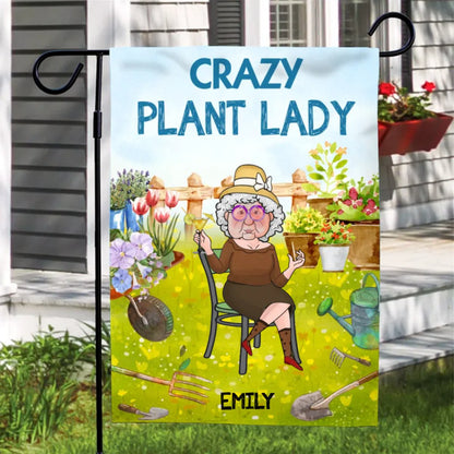 Gardening Lovers - Crazy Plant Lady - Personalized Flag - Makezbright Gifts