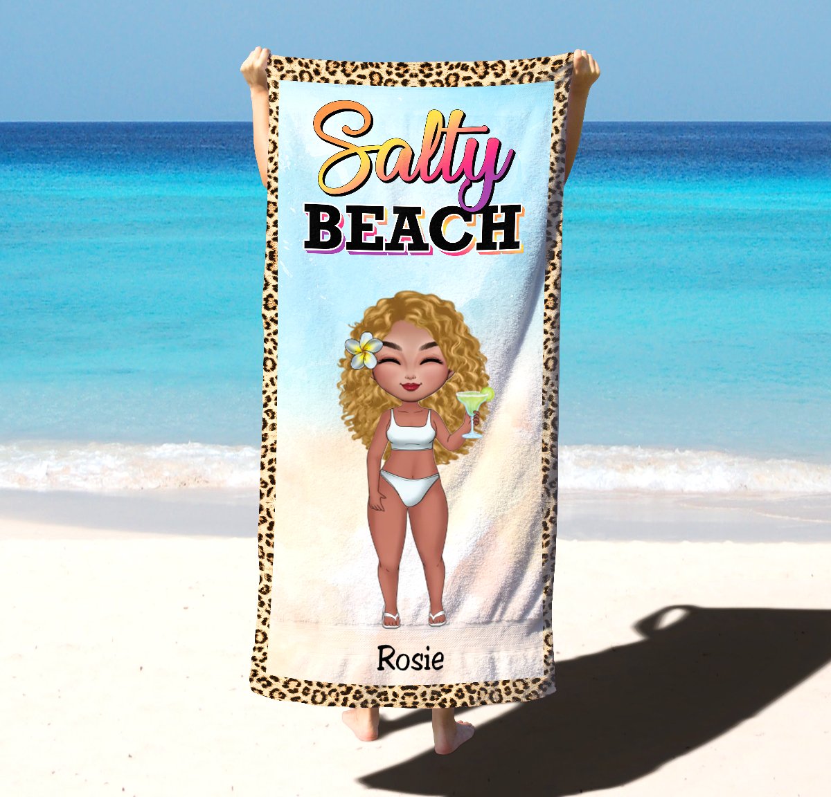 Girls - Salty Beach Beach Summer Girl - Personalized Beach Towel - Makezbright Gifts