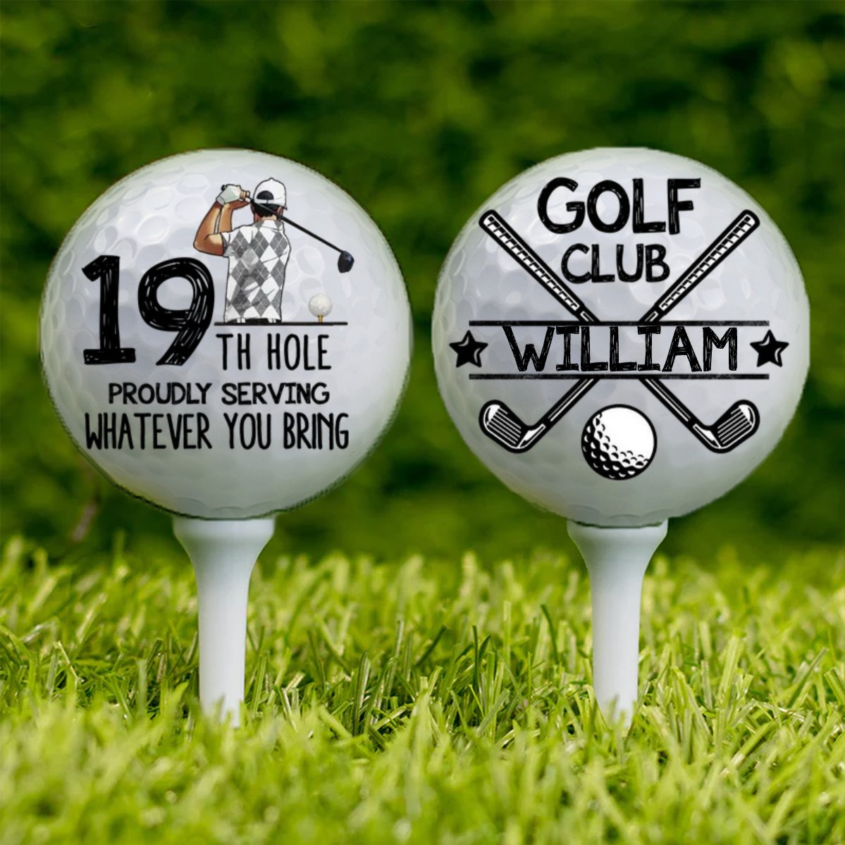 Golf Lovers - 19th Hole Golf Club Proudly Serving - Personalized Golf Ball - Makezbright Gifts