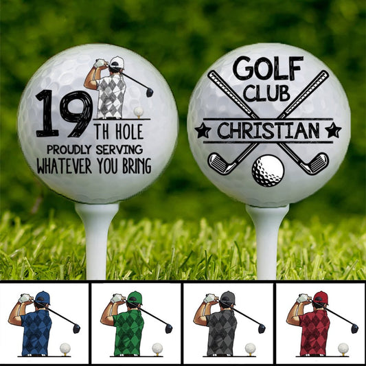 Golf Lovers - 19th Hole Golf Club Proudly Serving - Personalized Golf Ball - Makezbright Gifts