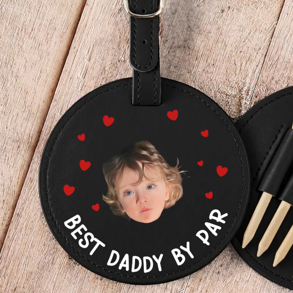 Golf Lovers - Best Daddy By Par - Personalized Photo Leather Golf Bag Tag (TB) - Makezbright Gifts