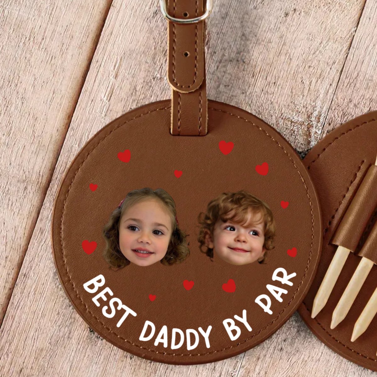 Golf Lovers - Best Daddy By Par - Personalized Photo Leather Golf Bag Tag (TB) - Makezbright Gifts