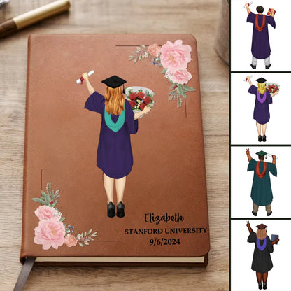 Graduation - A Sweet Ending To A New Beginning - Personalized Leather Journal - Makezbright Gifts