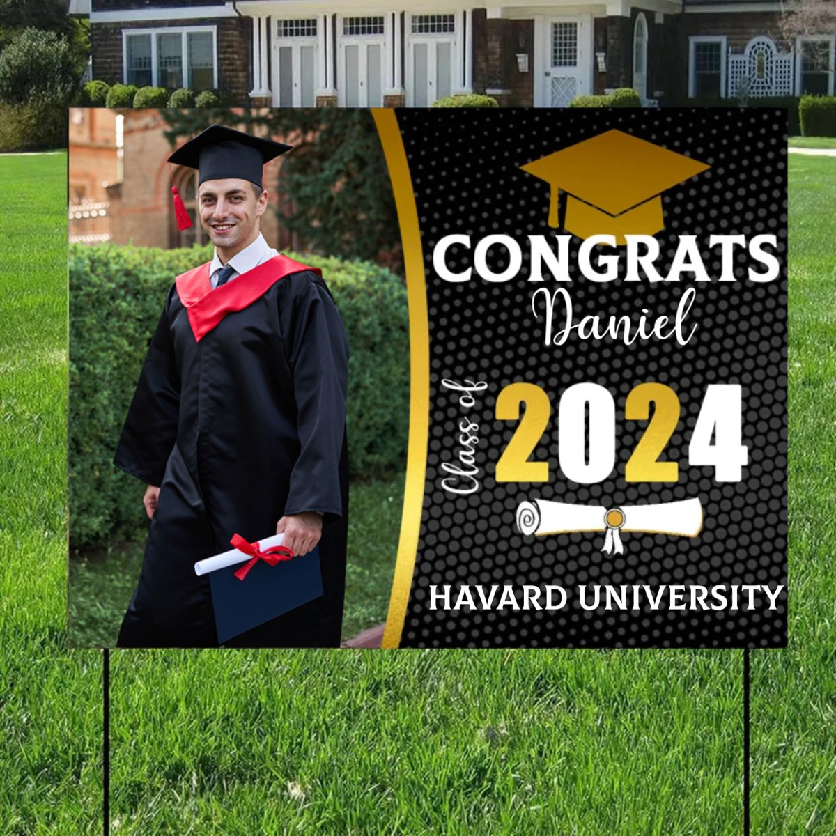 Graduation - Congrats Class of 2024 Custom Image - Personalized Yard Sign - Makezbright Gifts