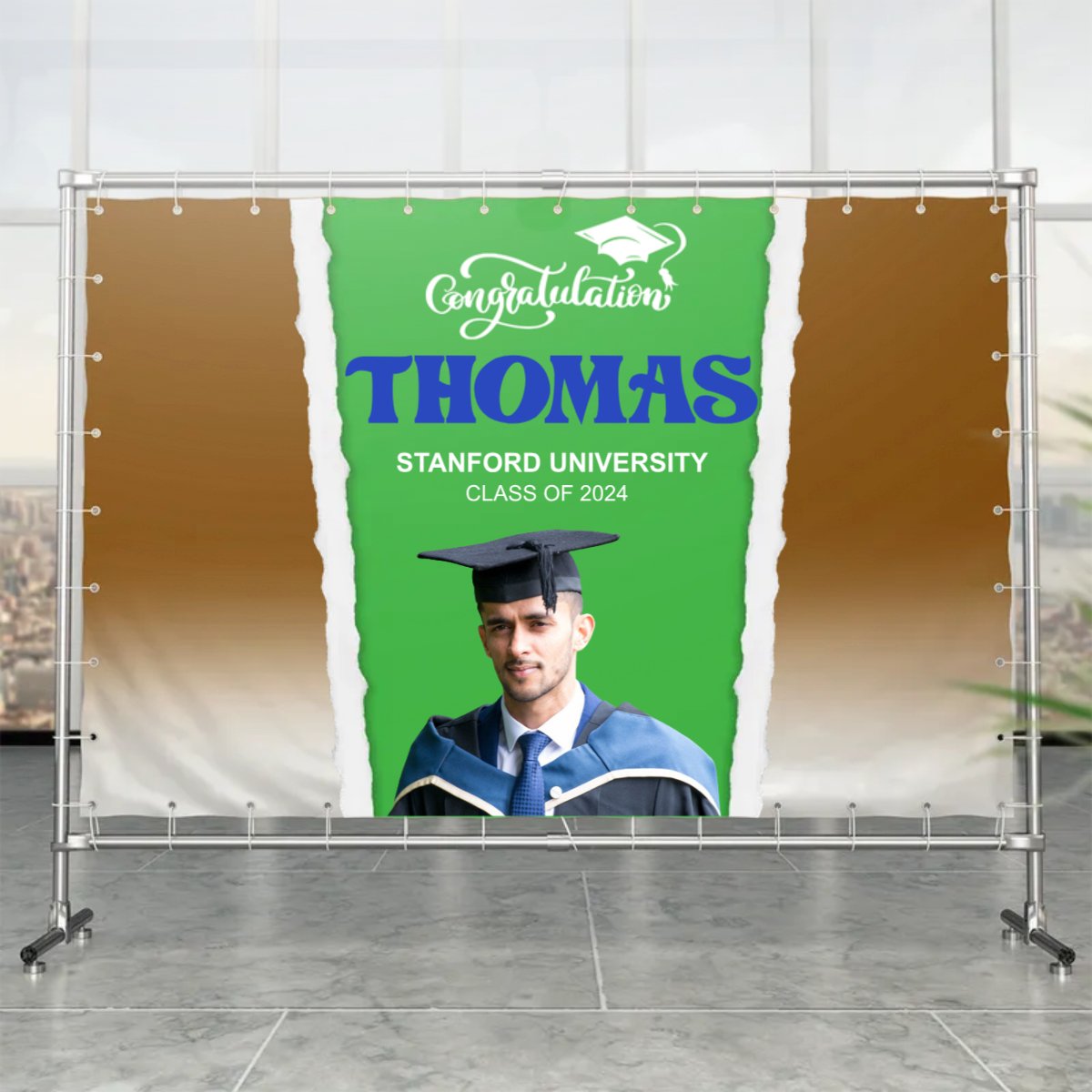 Graduation - Custom Photo Congratulations - Personalized Graduation Backdrop - Makezbright Gifts