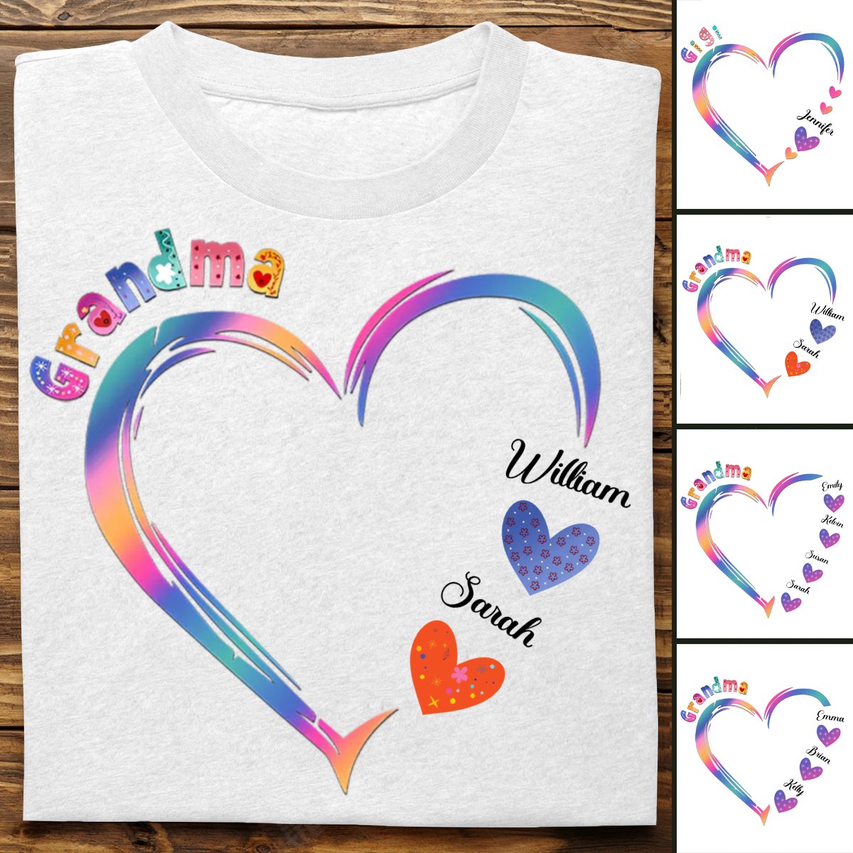 Grandkids - Grandma and Grandkids - Personalized T - shirt - Makezbright Gifts