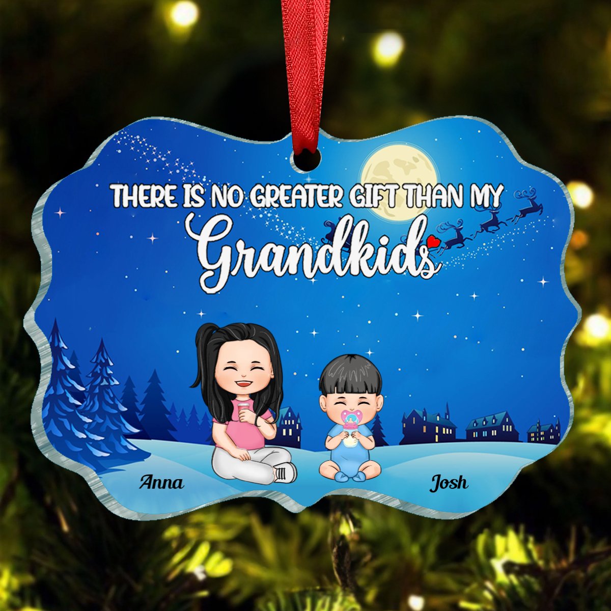 Grandkids - There Is No Greater Gift Than My Grandkids - Personalized Acrylic Ornament - Makezbright Gifts