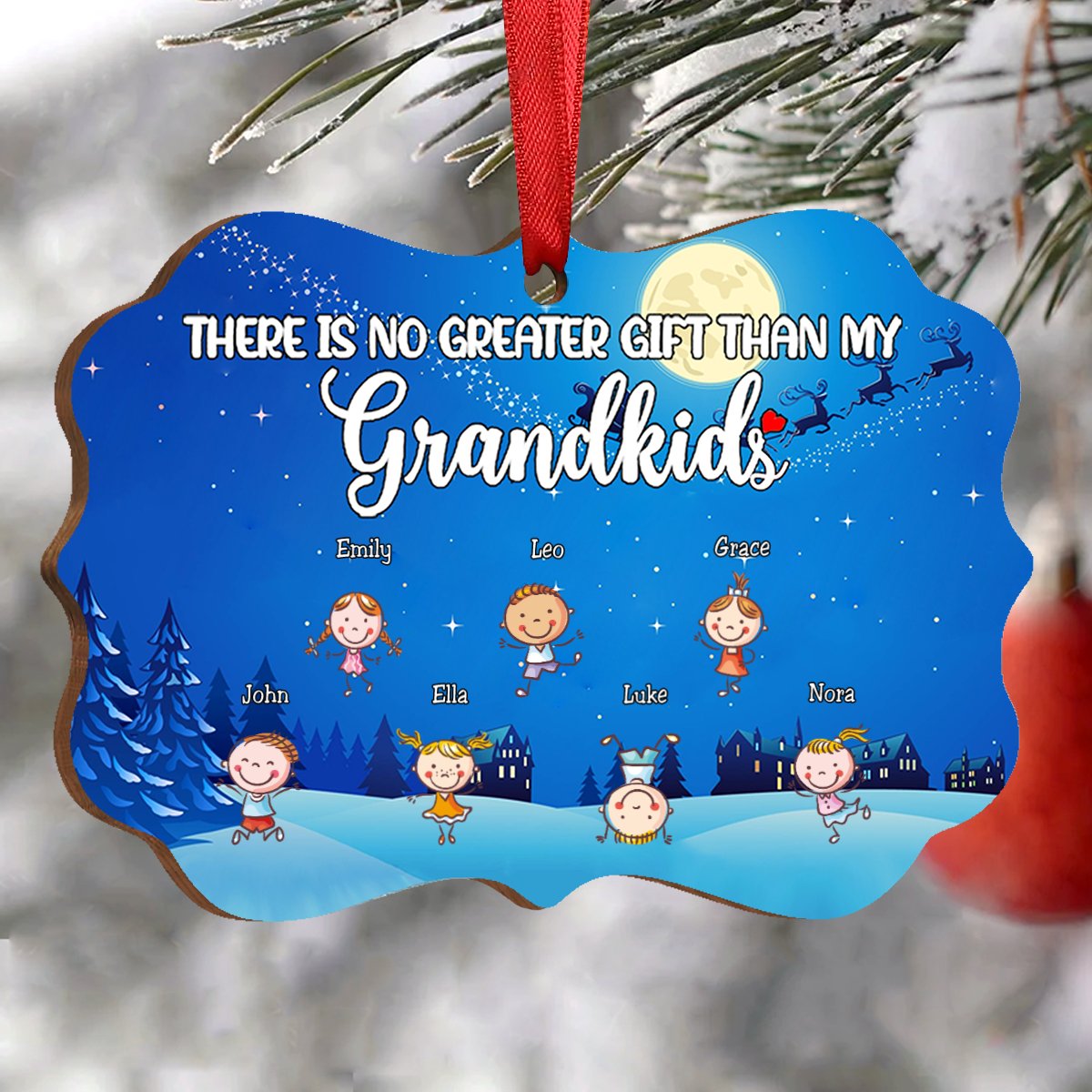 Grandkids - There Is No Greater Gift Than My Grandkids - Personalized Acrylic Ornament (Moon) - Makezbright Gifts