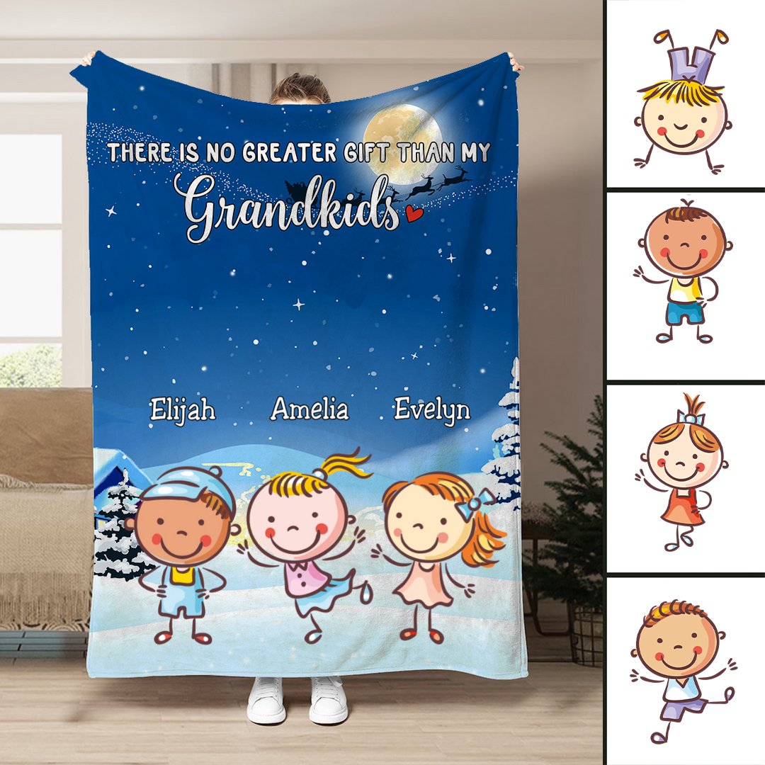 Grandkids - There Is No Greater Gift Than My Grandkids - Personalized Blanket - Makezbright Gifts