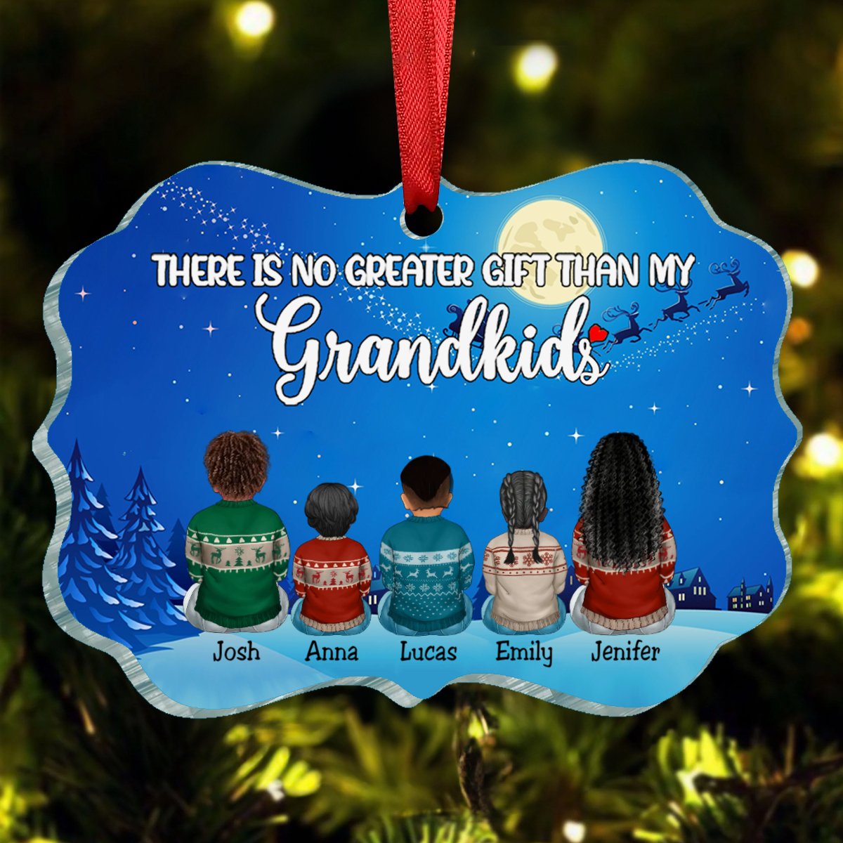 Grandkids - There Is No Greater Gift Than My Grandkids Ver 2 - Personalized Acrylic Ornament - Makezbright Gifts