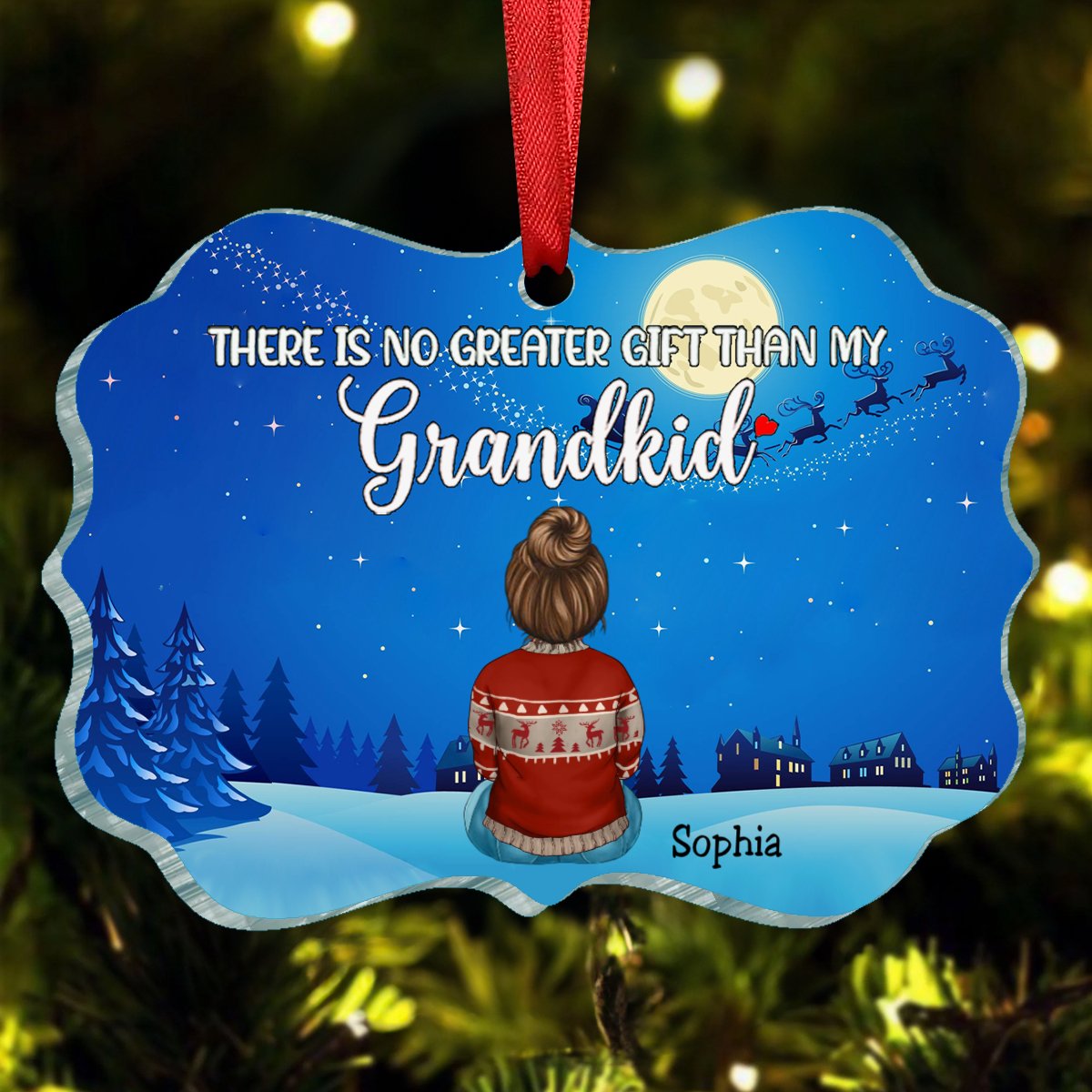 Grandkids - There Is No Greater Gift Than My Grandkids Ver 2 - Personalized Acrylic Ornament - Makezbright Gifts