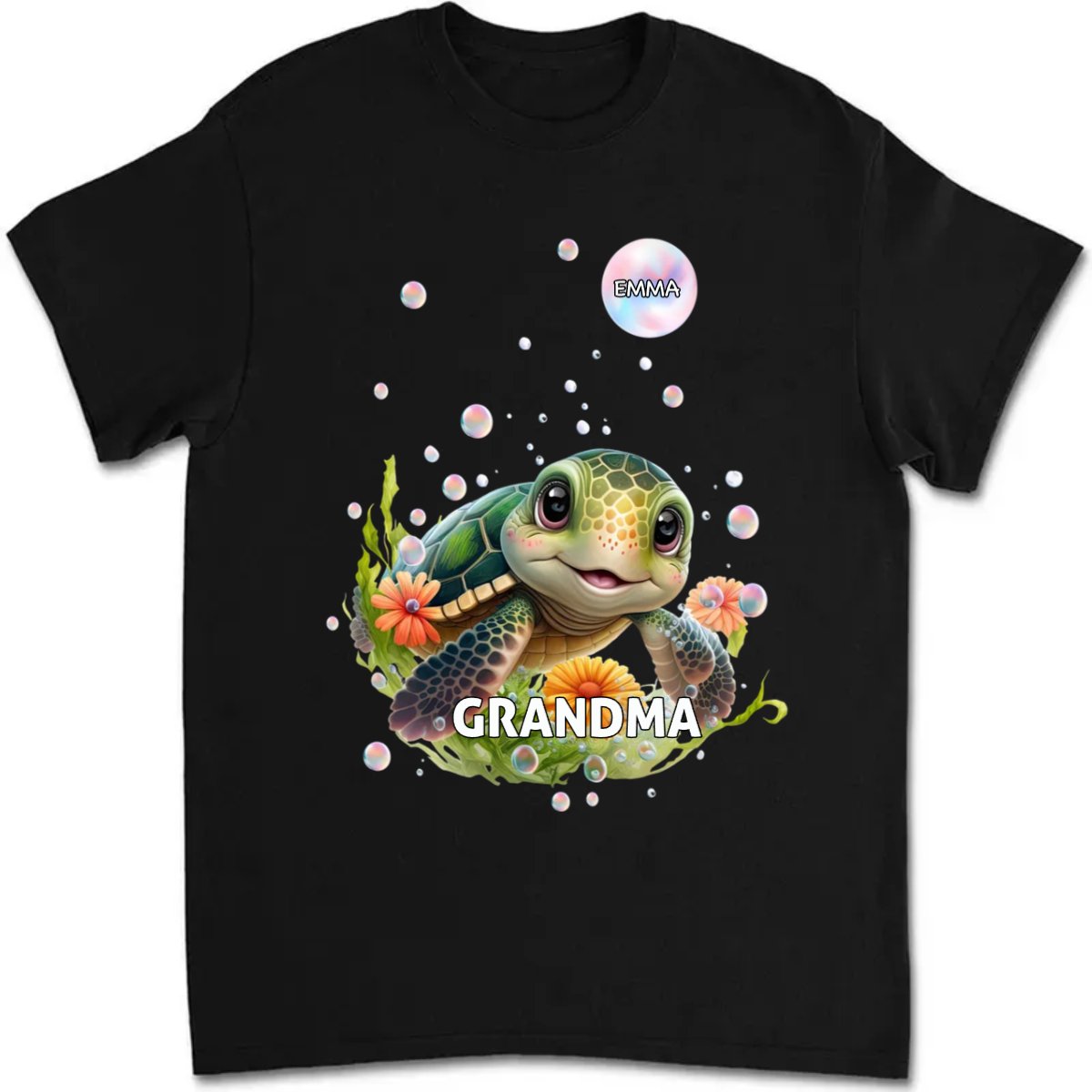 Grandma - Beachy Sea Turtle Tough Grandma Mom With Grandkids - Personalized Unisex T - Shirt - Makezbright Gifts