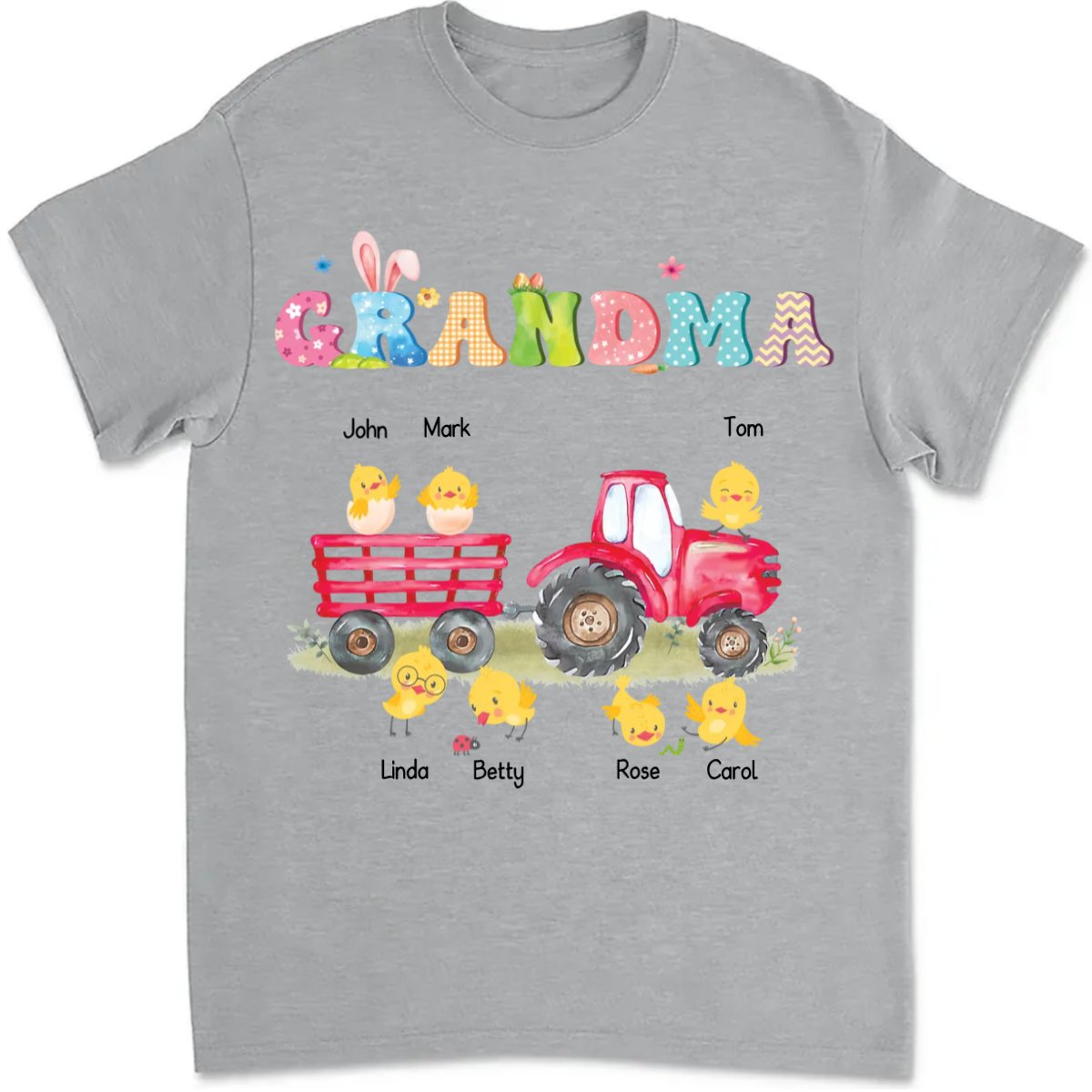 Grandma - Celebrate Easter With Grandma And Grandchildren - Personalized Unisex T - shirt - Makezbright Gifts