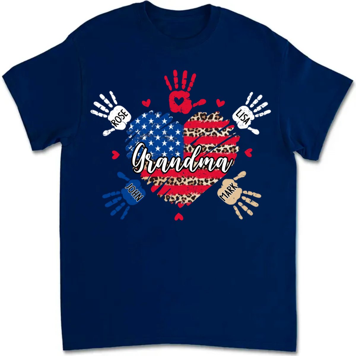 Grandma - Grandkids Heart and Hands - Personalized T - Shirt - Makezbright Gifts