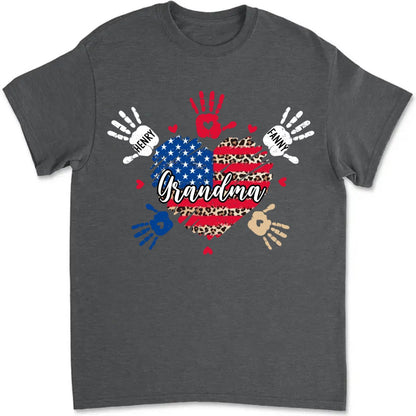 Grandma - Grandkids Heart and Hands - Personalized T - Shirt - Makezbright Gifts