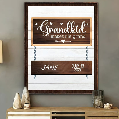 Grandma - Grandkids Make Life Grand - Personalized Poster - Makezbright Gifts