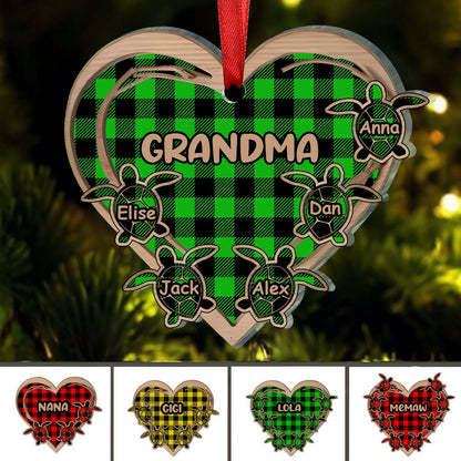 Grandma - Grandma Heart Grandkids Turtles - Personalized Acrylic Ornament - Makezbright Gifts