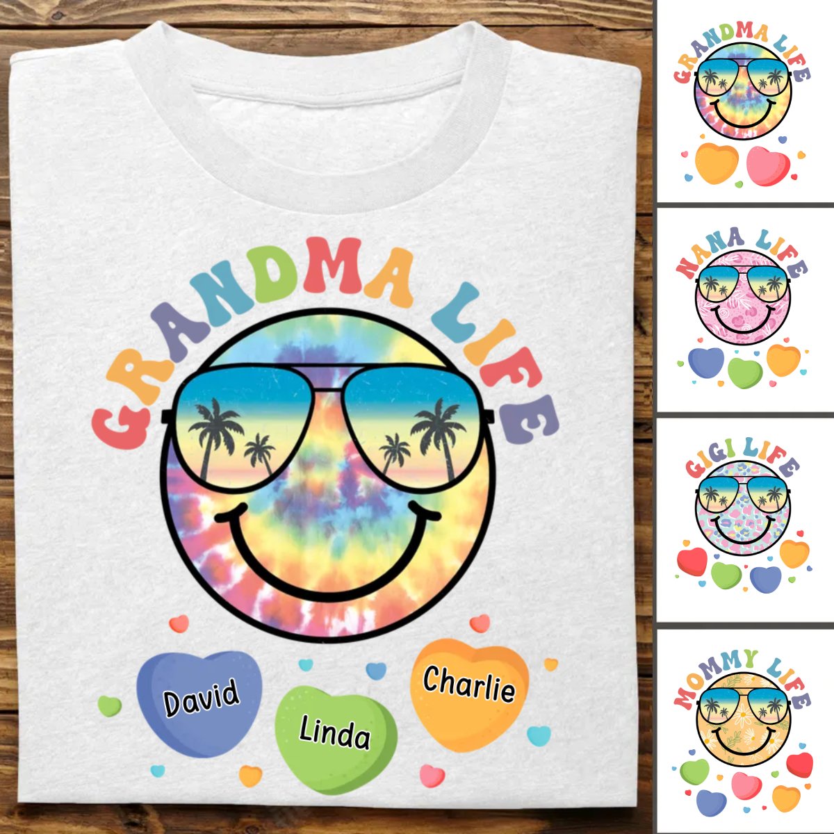 Grandma - Grandma Life Smiley Face - Personalized Unisex T - shirt - Makezbright Gifts