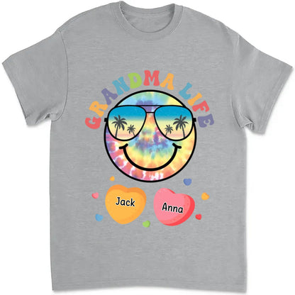 Grandma - Grandma Life Smiley Face - Personalized Unisex T - shirt - Makezbright Gifts