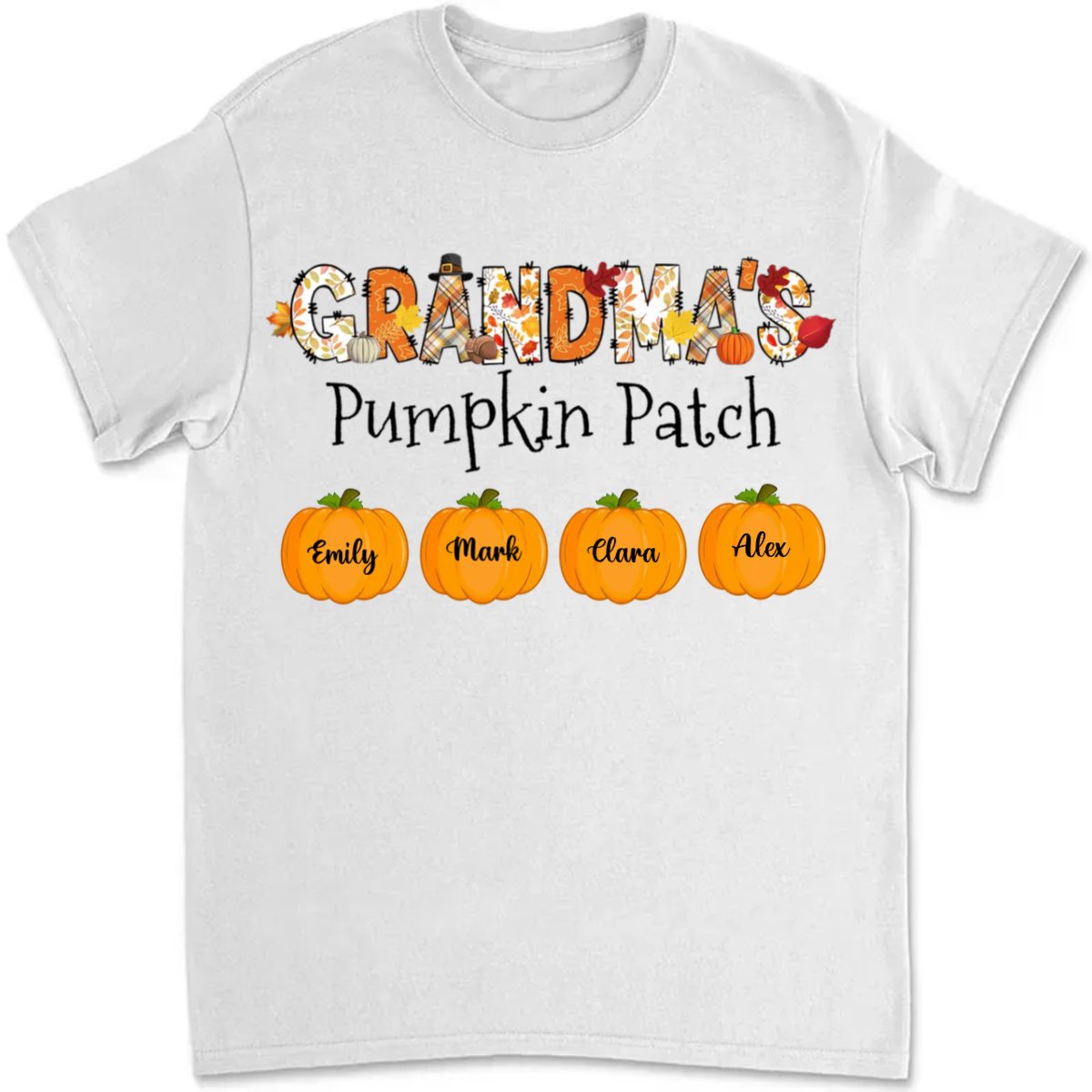 Grandma - Grandma's Pumpkin Patch - Personalized T - Shirt - Makezbright Gifts