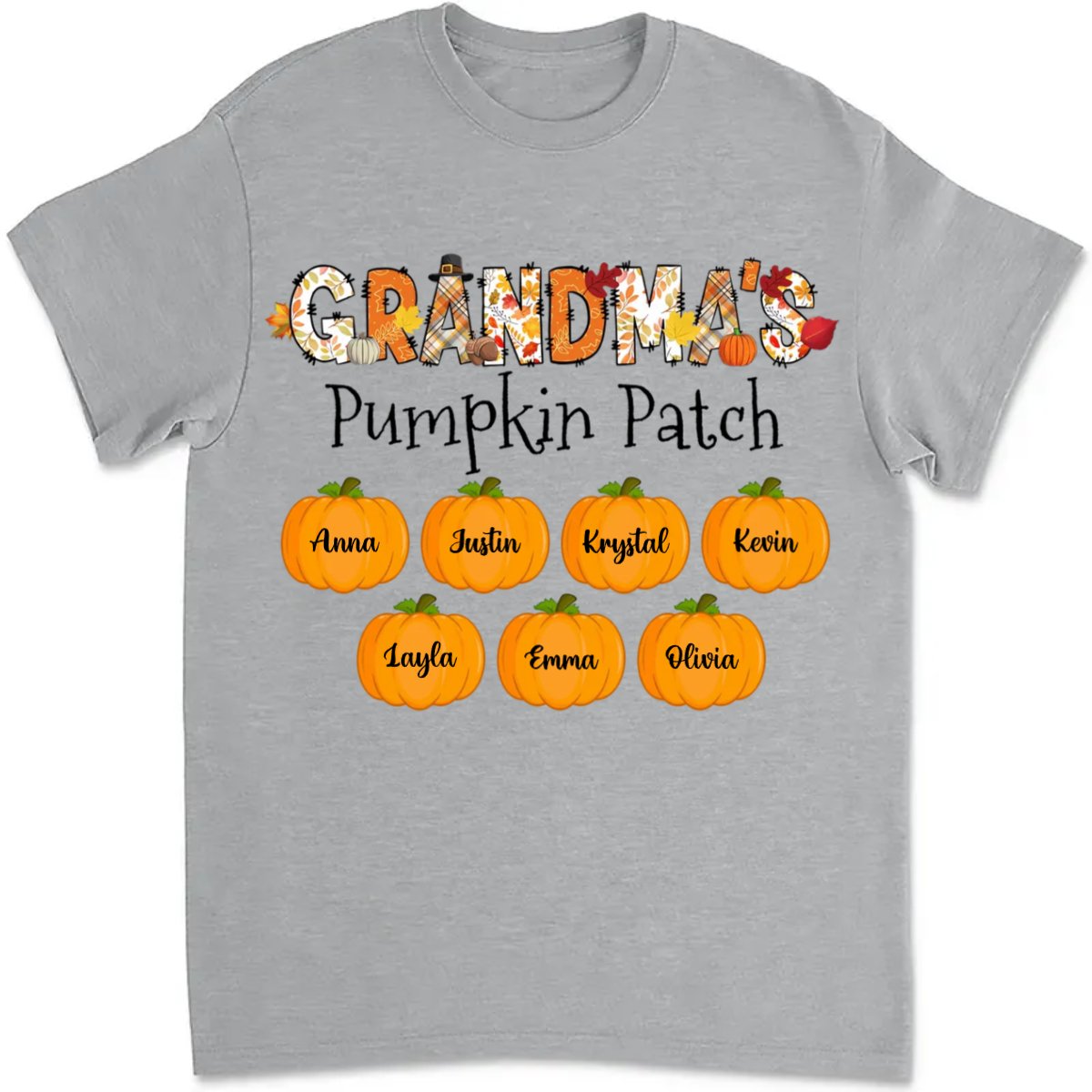 Grandma - Grandma's Pumpkin Patch - Personalized T - Shirt - Makezbright Gifts