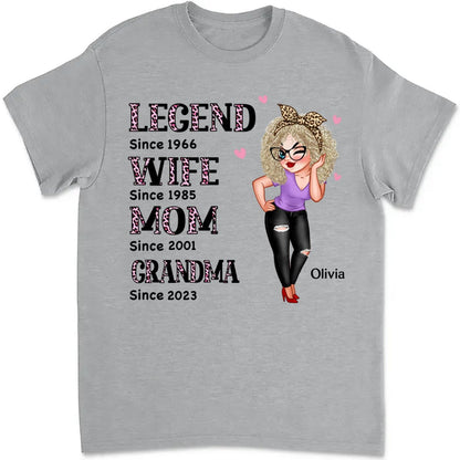 Grandma - Half Pink Leopard Sassy Legend Wife Mom Grandma - Personalized Unisex T - shirt, Sweater, Hoodie - Makezbright Gifts