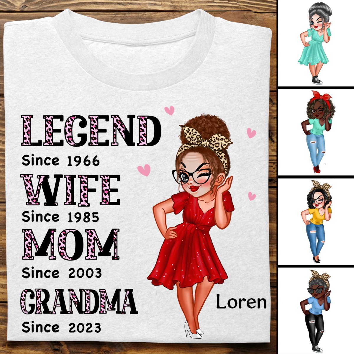 Grandma - Half Pink Leopard Sassy Legend Wife Mom Grandma - Personalized Unisex T - shirt, Sweater, Hoodie - Makezbright Gifts