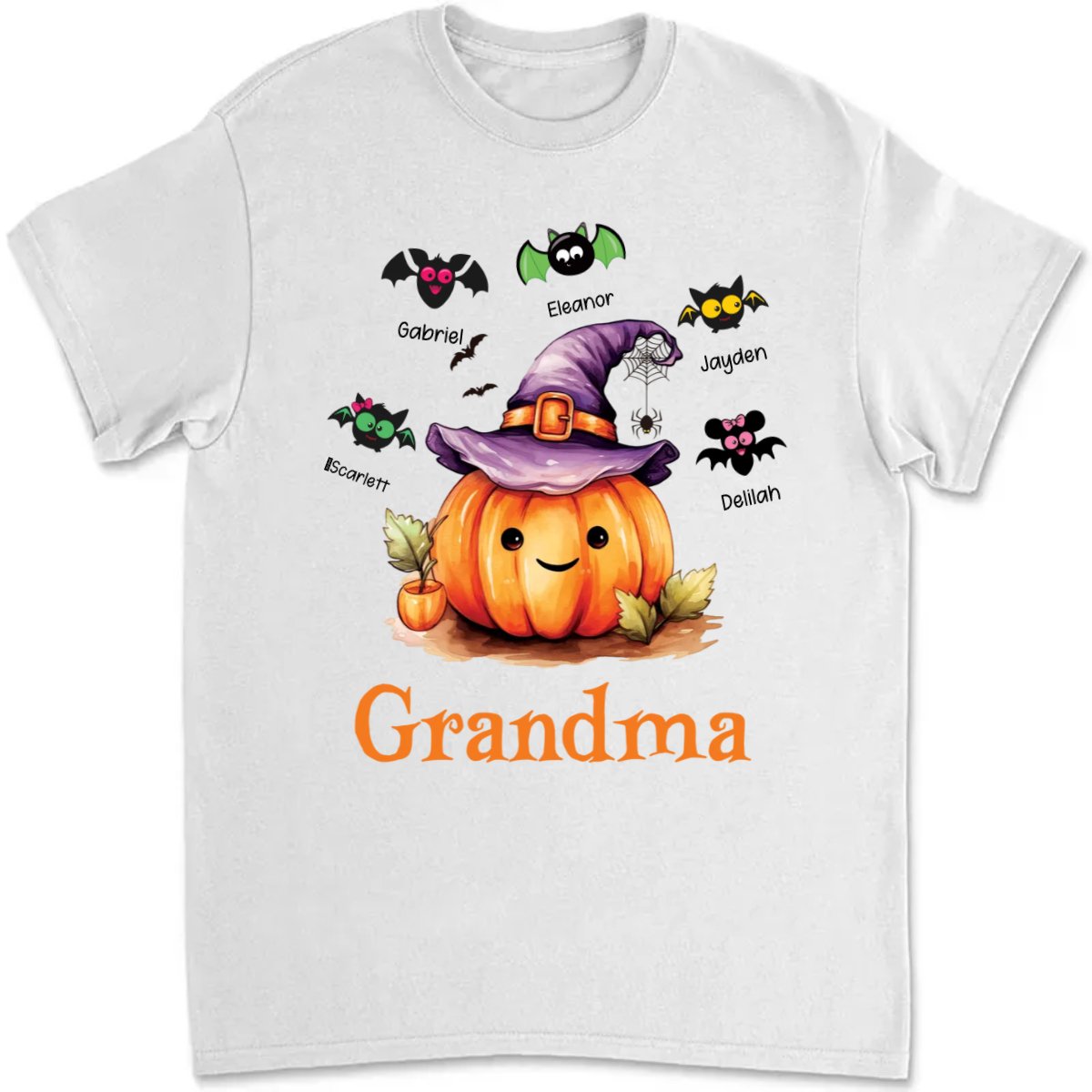 Grandma - Halloween Bat Kids - Personalized Unisex T - shirt - Makezbright Gifts