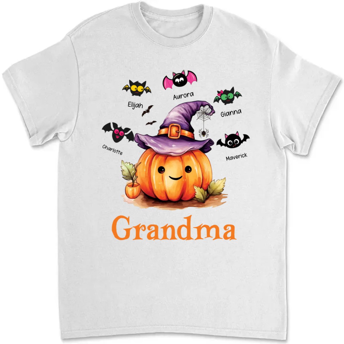 Grandma - Halloween Bat Kids - Personalized Unisex T - shirt - Makezbright Gifts