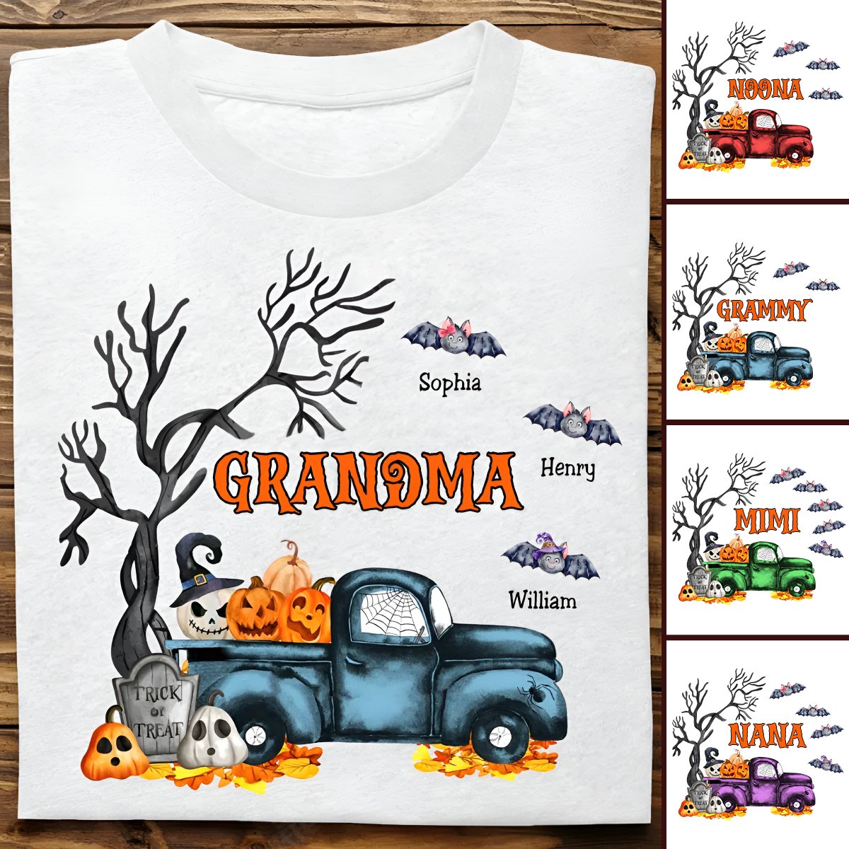 Grandma - Halloween Bat T - Shirt - Personalized Unisex T - Shirt - Makezbright Gifts