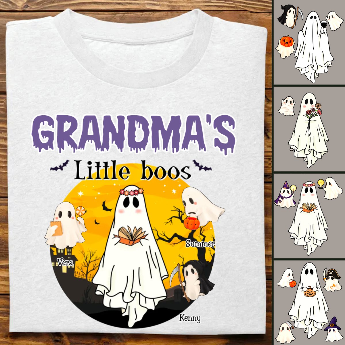 Grandma - Halloween Gift For Grandma Little Boos Shirt - Personalized Unisex T - Shirt - Makezbright Gifts