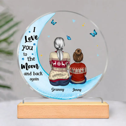 Grandma - I Love You To The Moon & Back Again - Personalized Circle Acrylic Plaque - Makezbright Gifts