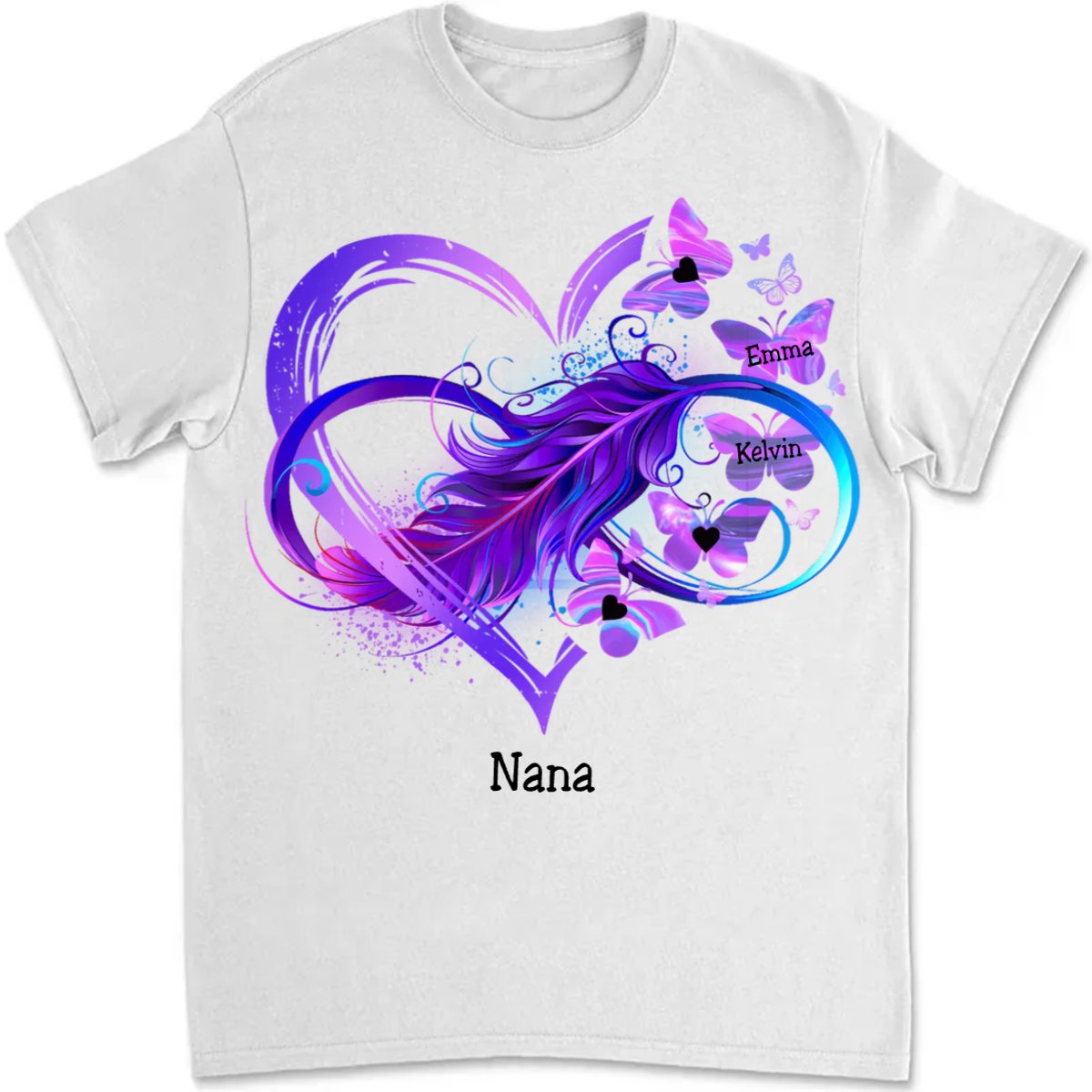 Grandma - Infinity Butterfly Love Family - Personalized T - shirt (LH) - Makezbright Gifts