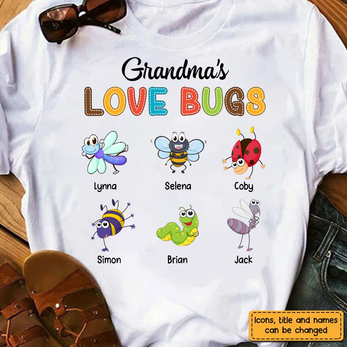 Grandma Love Bugs Shirt - Personalized Unisex T - shirt, Hoodie, Sweatshirt - Makezbright Gifts